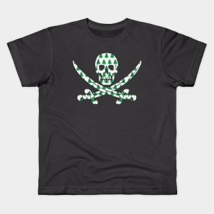 Skull and Crossbones Christmas Tree Pattern Kids T-Shirt